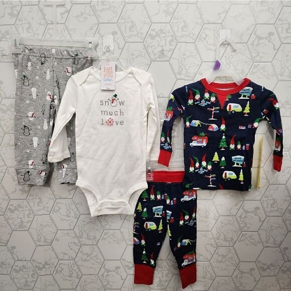 New Lot of two Christmas Pajamas Set Size 12 months - Picture 1 of 5
